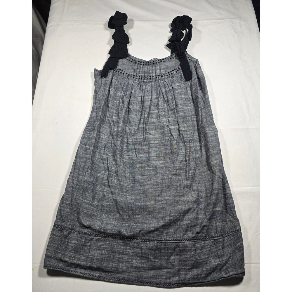 Sequin Hearts Blue Chambray cottage coquette Dress Navy pillowcase Womens Medium